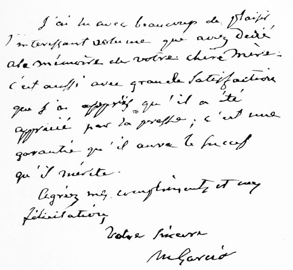 FACSIMILE OF A LETTER WRITTEN BY MANUEL GARCIA IN HIS
HUNDRED-AND-SECOND YEAR.