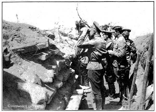RUSSIAN OFFICERS NOTING MOVES OF THE ENEMY