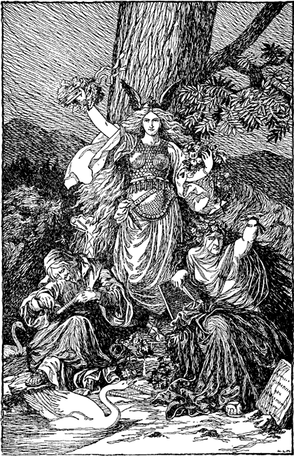 After the painting by Ehrenberg,
THE NORNS.