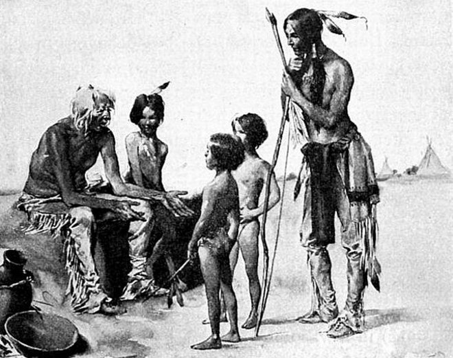 The Indians loved to tell stories to their children.