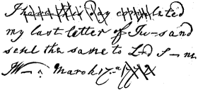 hand-writing of Dr. Wilmot