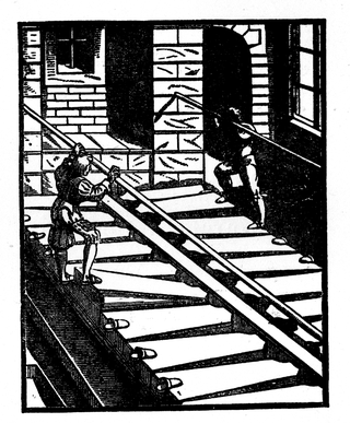THE ANCIENT MODE OF ORGAN BLOWING. FROM PRAETORIUS'
THEATRUM INSTRUMENTORUM. 1620.