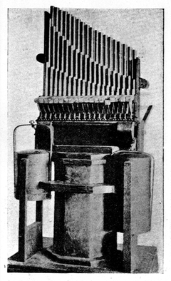 REV. F. W. GALPIN'S WORKING REPRODUCTION OF THE
ROMAN HYDRAULUS. FROM HERMANN SMITH'S The Making of Sound
in the Organ and in the Orchestra.