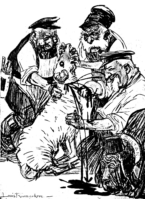 Central Powers' leaders slaughtering a sheep