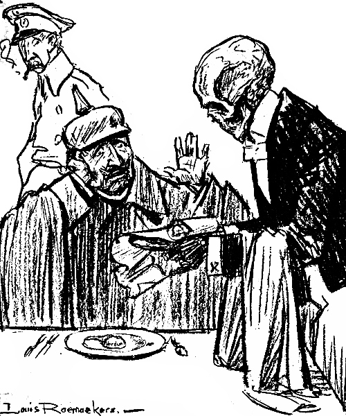The Kaiser with 'Death' as a waiter