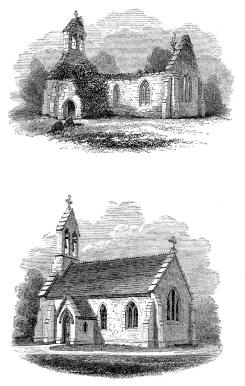 Amberley Church, in ruin, and restored