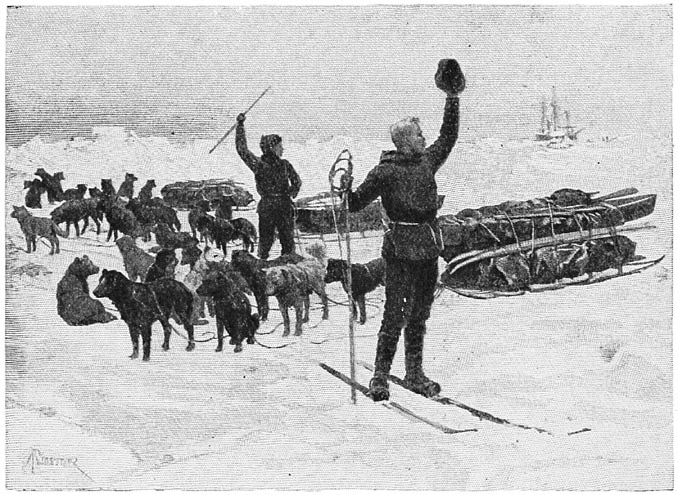 Nansen and Johansen leaving the Fram.