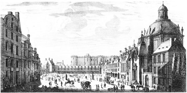 The Rue St. Antoine, Paris (Showing the Chapel of the Visitandines). From an Engraving by Ivan Merlen