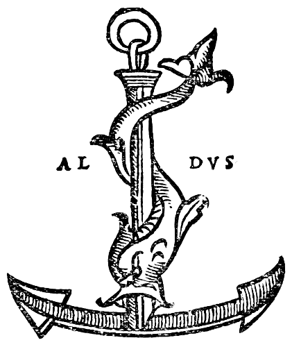 The second Aldine Anchor, 1519-1524. Last appearing in this
form on the "Homer" of 1524, the first anchor being again
used from 1524 to 1540.