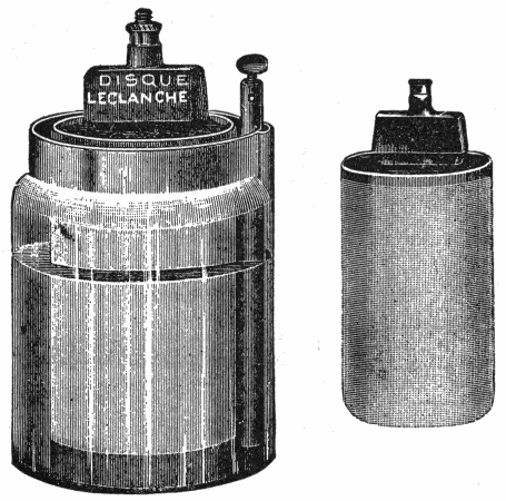 Glass jar with cylindrical electrodes.
