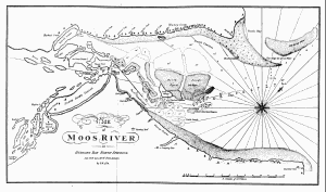 Plan
of
Moos River
in
Hudsons Bay, North America
Lat. 53N. Lon. 83W. from London
by S.H. 1774.