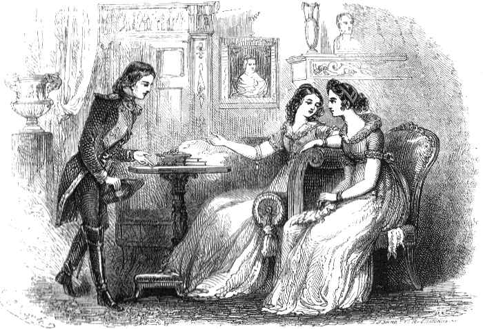 Bonaparte trying to socialize with women at evening gathering.