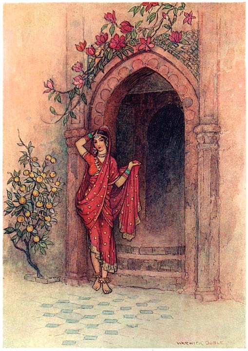 “At the door of which stood a lady of exquisite beauty”