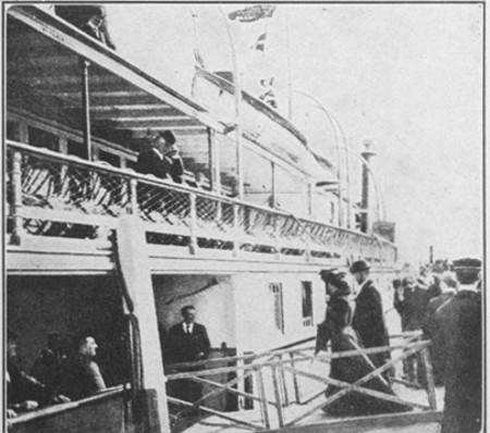 H.R.H. the Duke and Duchess of York going on board CORONA.
page 183