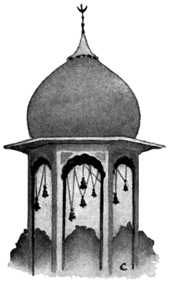 Onion domed gazebo hung with bells