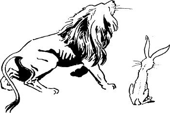 [Illustration: Lion and hare]