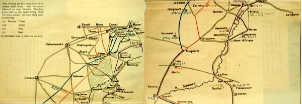 Map showing the first seven days of the retreat from Mons