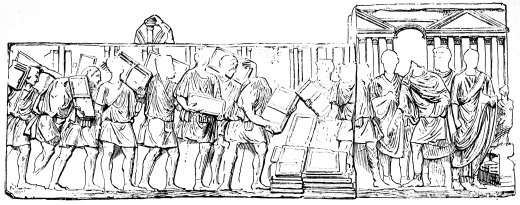 Les registres du fisc brls sur le Forum (bas-relief de
la Tribune aux Harangues).