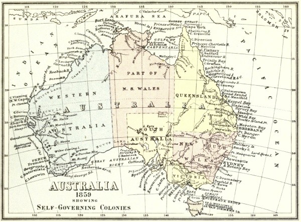 AUSTRALIA 1859 SHOWING Self-Governing Colonies