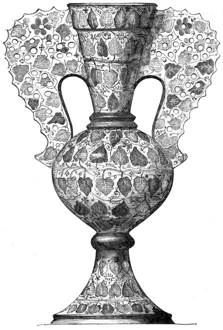 VASE DIAPERED WITH IVY OR BRYONY IN GOLDEN LUSTRE.
HISPANO-MORESCO, 14TH OR 15TH CENTURY. SOUTH KENSINGTON MUSEUM.