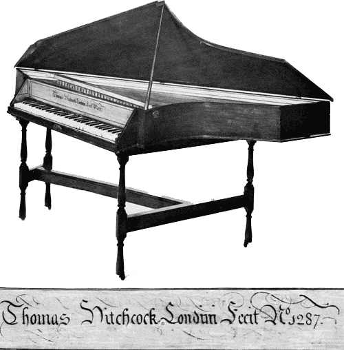 22. Hitchcock spinet: Full view and nameboard.