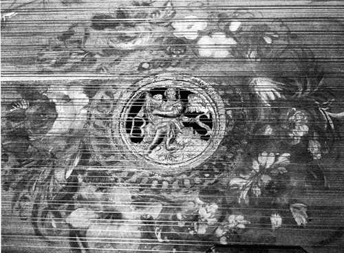 29. Stehlin harpsichord: Detail of rose.
