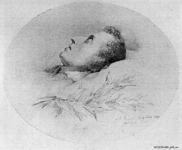Frederick Chopin, from a drawing made after death, by Graefle.