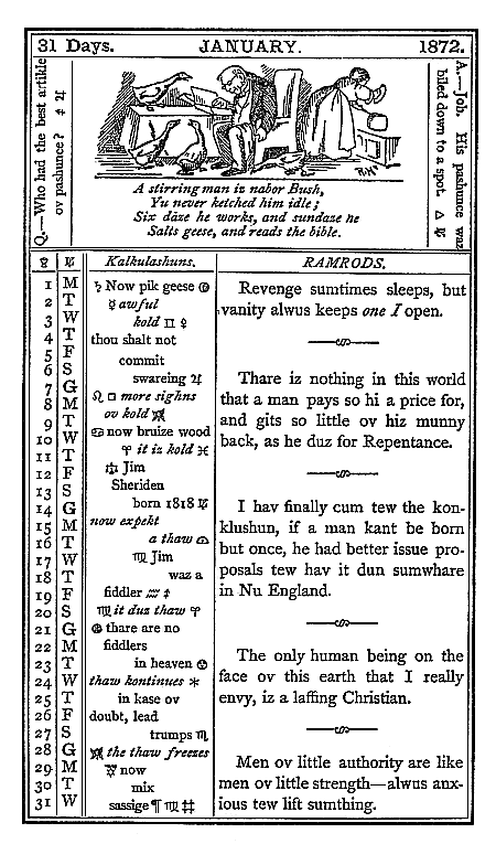 almanac January 1872