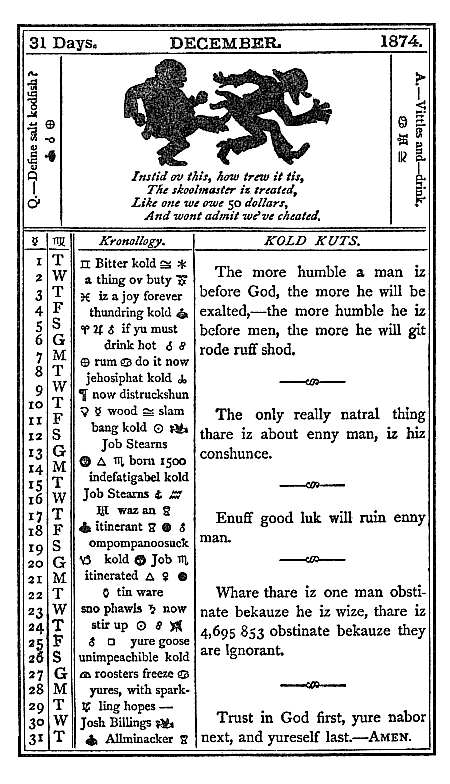 almanac December 1874