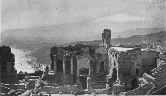 “The red and tan ruin of the Greek Theater ... But it is
Ætna that makes Taormina.”
