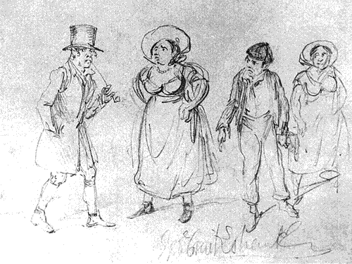 Studies for Bill Sikes, Nancy, and the Artful Dodger
