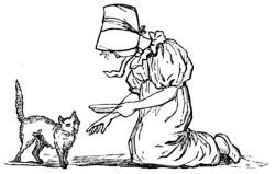 Mary Jane feeding the cat
