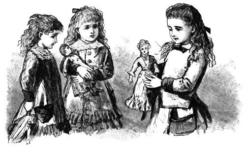 Three girls with dolls