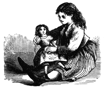 Girl sitting on floor holding doll
