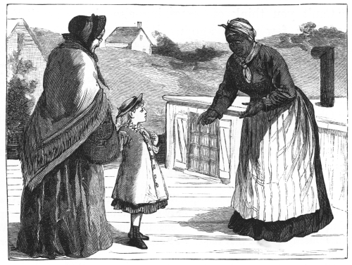 Little girl and her grandmother going visiting
