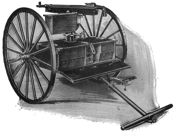 Machine gun with ammunition chests