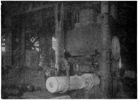 Hydraulic press forging heavy shaft