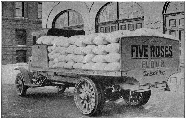 Truck loaded with bags of flour