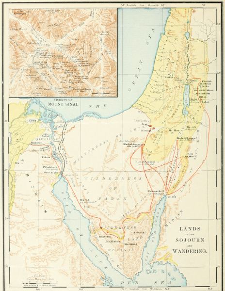 LANDS OF THE SOJOURN AND WANDERING.   and  VICINITY OF MOUNT SINAI.