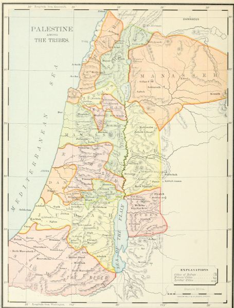 map: PALESTINE AMONG THE TRIBES.