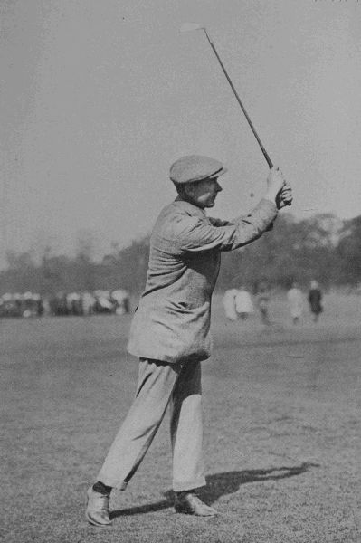 PLATE XV.

J. SHERLOCK

Finish of iron-shot. Note carefully the upright finish following the
swing back, and the position of the hands, a characteristic of the
finish of this shot. Sherlock gets a lower ball than the ordinary
iron-shot.