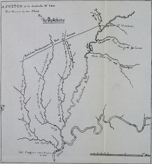 Hutchins’s Sketch of the Wabash in 1768, Showing Trace of the Path to Kaskaskia
