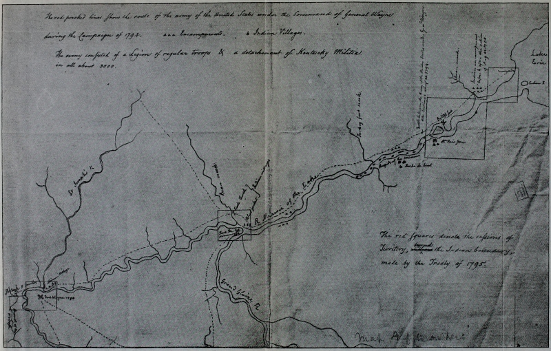 Dr. Belknap’s Map of Wayne’s Route in the Maumee Valley, 1794