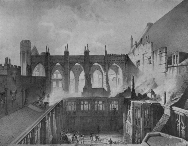 THE REMAINS OF ST. STEPHEN'S CHAPEL AFTER THE FIRE OF 1834
