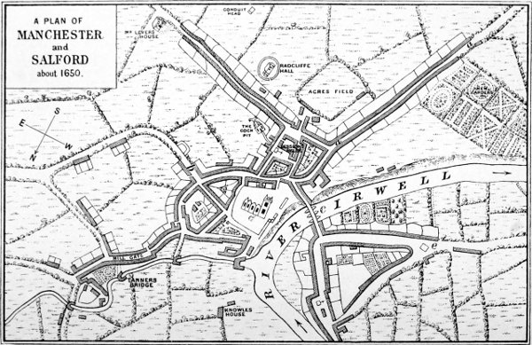 A PLAN OF MANCHESTER and SALFORD about 1650.