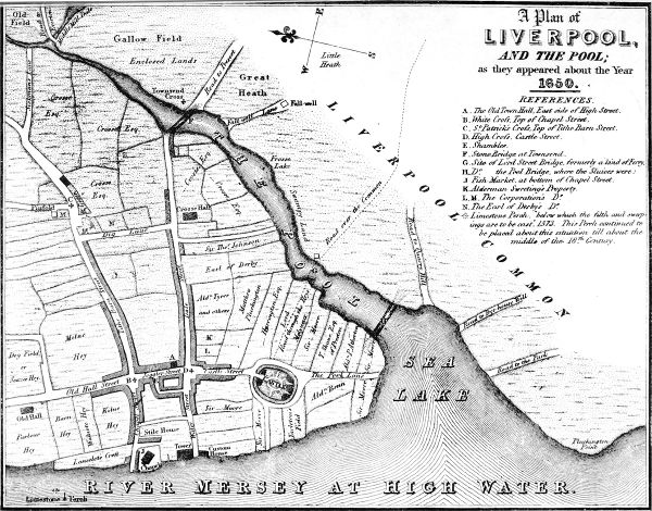 A Plan of LIVERPOOL, AND THE POOL; as they appeared about the Year 1650.
