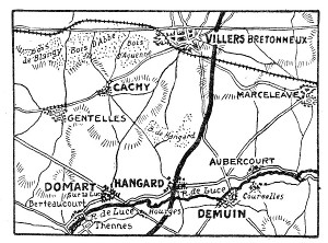 REGION OF HANGARD AND VILLERS-BRETONNEUX, WHERE GERMANS USED TANKS FOR THE FIRST TIME