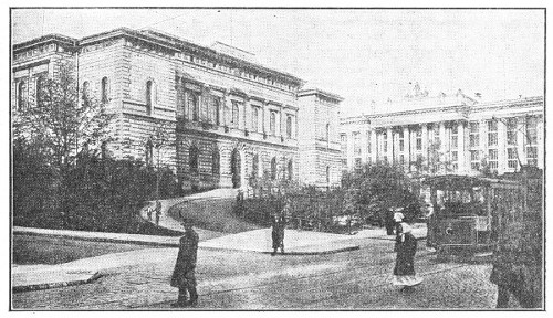 BANK OF FINLAND, AT HELSINGFORS, WHERE THE RED GUARDS, ATTEMPTING TO BREAK INTO THE BUILDING, WERE REPULSED BY THE WHITE GUARDS