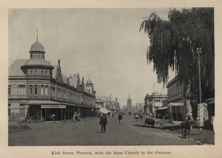 Kirk Street, Pretoria, with the State Church in the distance.