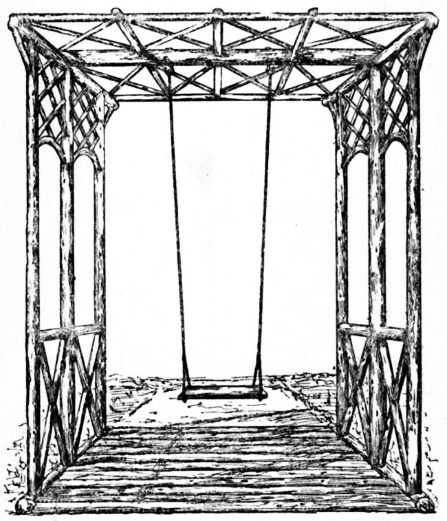 Fig. 101.—General View of Rustic Canopy for Swing.